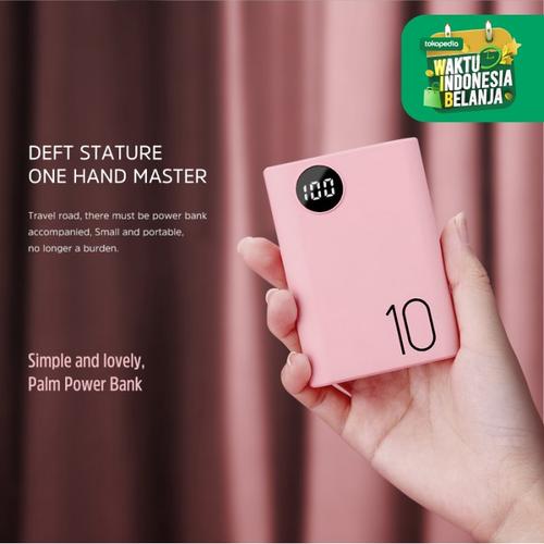Foto Produk Power Bank Dual USB LCD BASIKE 10000 mAh Mini Murah Fast Charging 2 In - PF23P Pink dari Basike Official Store