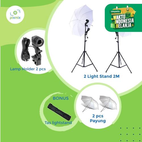 Foto Produk PAKET LAMPU STUDIO | 2 LAMPU U200 - Hitam silver dari pixmix