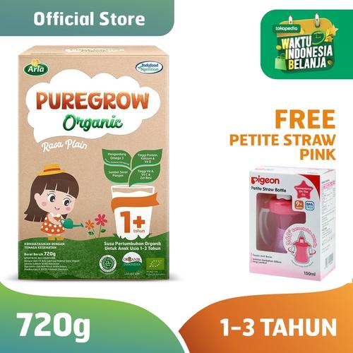 Foto Produk PUREGROW Susu Formula Organik 1-3 Tahun 720gr Girl Free Petite Straw dari PUREGROW Organic House