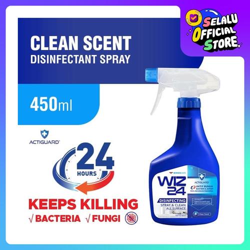 Foto Produk WIZ 24 Disinfectant Spray & Clean - Clean Scent 450ml dari Wings Official Store
