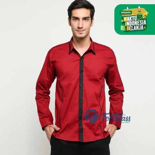 Foto Produk Azarel KEMEJA POLOS PRIA LENGAN PANJANG KEMEJA COWO FORMAL SLIM FIT - Maroon, S dari FortKlass