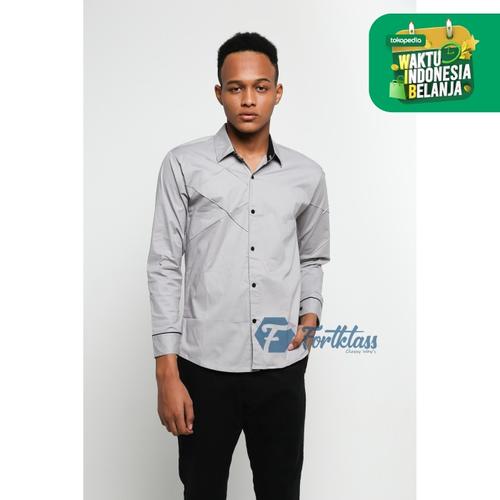 Foto Produk FortKlass MAIKEL KEMEJA PRIA LENGAN PANJANG KEMEJA KERJA FORMAL COWOK - Abu-abu, XL dari FortKlass