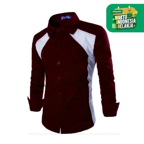 Foto Produk TRIEZ MAN KEMEJA POLOS PRIA LENGAN PANJANG KEMEJA COWO FORMAL SLIM FIT - Maroon dari FortKlass