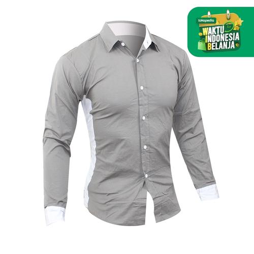 Foto Produk FortKlass KENDIE Kemeja Polos Pria Lengan Panjang Kemeja Kerja Formal - Abu-abu dari FortKlass