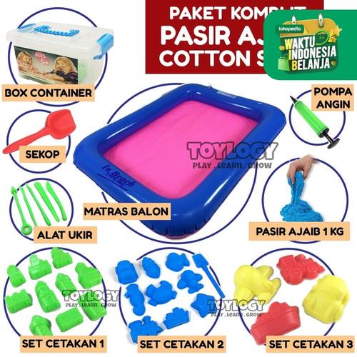 Foto Produk Mainan Anak Paket KOMPLIT Pasir Ajaib Kapas Cotton Sand 1 kg - Cetakan dari Toylogy