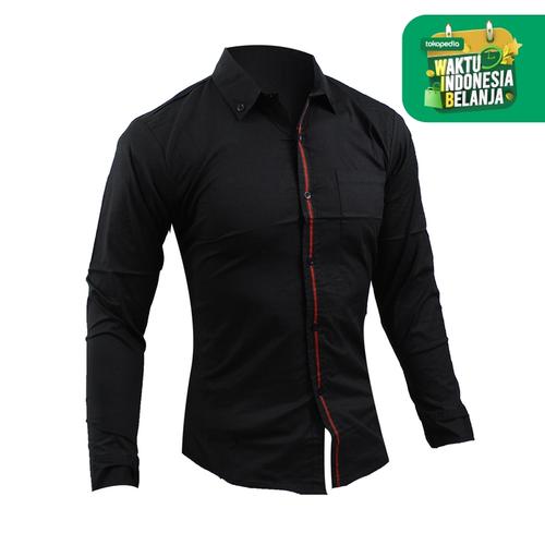 Foto Produk FortKlass GUCCO KEMEJA POLOS PRIA LENGAN PANJANG KERJA FORMAL COWOK - Hitam, M dari FortKlass