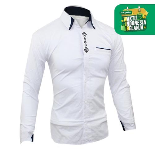 Foto Produk FortKlass ROGAN Kemeja Polos Pria Lengan Panjang Kemeja Kerja Formal - Putih, L dari FortKlass