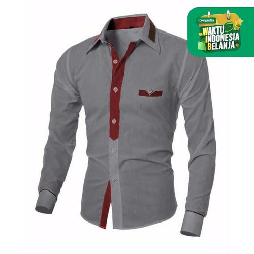 Foto Produk HAYDEN KEMEJA POLOS PRIA LENGAN PANJANG KEMEJA COWO FORMAL SLIM FIT - Abu-abu, L dari FortKlass