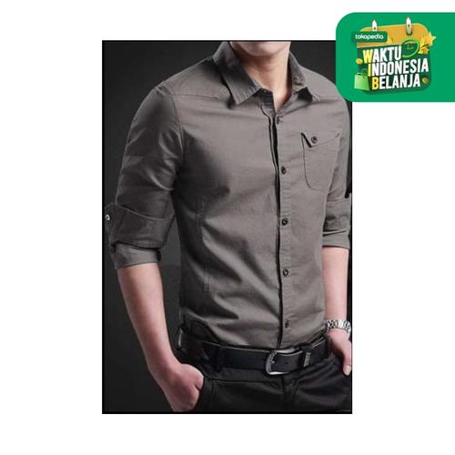 Foto Produk MILLER KEMEJA POLOS PRIA LENGAN PANJANG KEMEJA COWO FORMAL SLIM FIT - Abu-abu, XS dari FortKlass