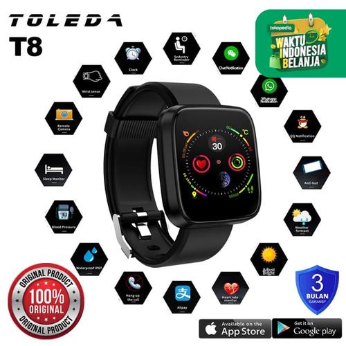 Foto Produk Toleda Smartwatch TLW T8 Original 100% Smartband - Hitam dari Toleda Indonesia