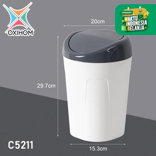 Foto Produk Oxihom C5211 Medium Tempat Kotak Keranjang Sampah Plastik Trash Bin - C5211 Abu Abu dari Oxihom