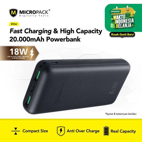 Foto Produk Micropack Power Bank 20000mAh Triple Output PD In & Out (PB-20K-PD) dari Micropack Official Store