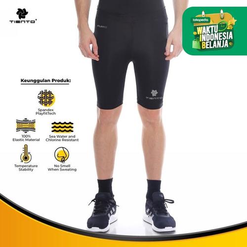 Foto Produk Baselayer Manset Tiento Short Pants Black Silver Original - Hitam, XXL dari TIENTO