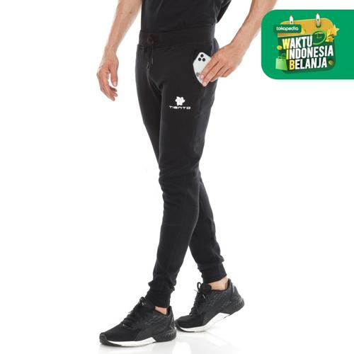 Foto Produk Tiento Celana Jogger Panjang Fleece Sporty Black Men - S dari TIENTO