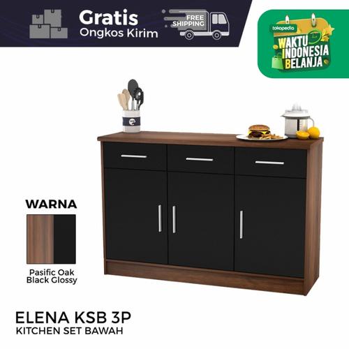 Foto Produk Cubic Kitchen Set 3 Pintu Minimalis / Rak Bawah Dapur / ELENA KSB 3P - PasificO-Black dari Cubic Home & Living