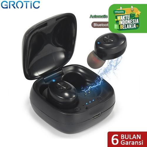 Foto Produk Headset Bluetooth TWS 5.0 GROTIC XG12 Musik Stereo Earphone Wireless - Hitam dari APRoo