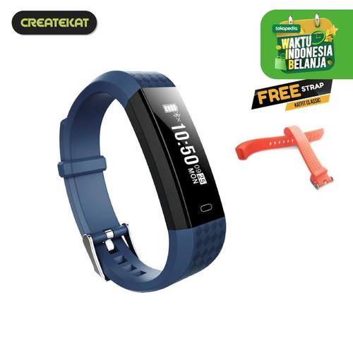 Foto Produk Createkat Smart Band Heart Rate Monitor Smartwatch Gelang Pintar - Biru dari CreateKat