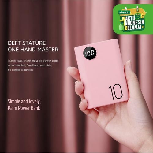 Foto Produk Power Bank Dual USB LCD BASIKE 10000 mAh Mini Murah Fast Charging 2 In - PF23P Pink dari Basike Official Store