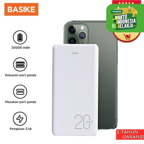 Foto Produk BASIKE Power Bank 20000mAh Dual USB Fast Murah Mini for Iphone Android - PT63 - 2 inputs dari Basike Official Store