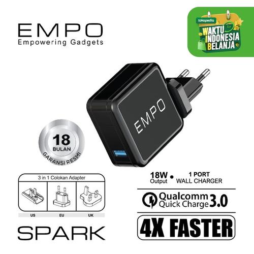 Foto Produk EMPO Spark Wall Charger 1 Port Quick Charge 3.0 18W Output 3in1Plug FS dari EMPO