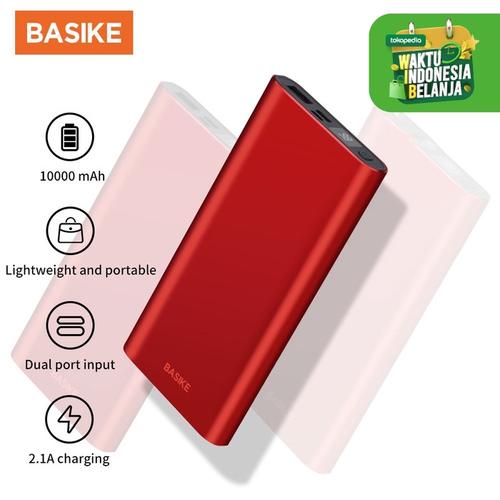 Foto Produk Powerbank LED 10000mAh Ori BASIKE 2 Inputs Type C Micro Fast Charging - PT68P RED dari Basike Official Store
