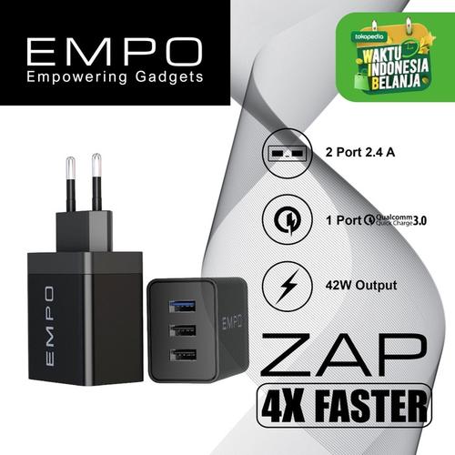 Foto Produk FS EMPO ZAP Quick Charge 3.0 Wall Charger Fast Charging 3 Port dari EMPO