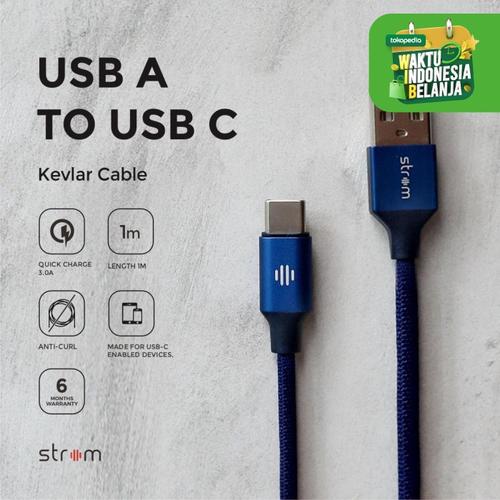 Foto Produk Strom Kabel Data Charger USB Type C Quick Charge QC 3.0 Cable 1M Blue dari Strom Indonesia