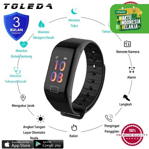 Foto Produk TOLEDA SmartBand TLW T1Plus Original 100% SmartWatch - Merah dari Toleda Indonesia