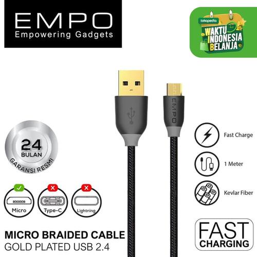 Foto Produk EMPO FS Braided Nylon Micro - USB-A 2.4 Charging & Syncing Cable HITAM dari EMPO