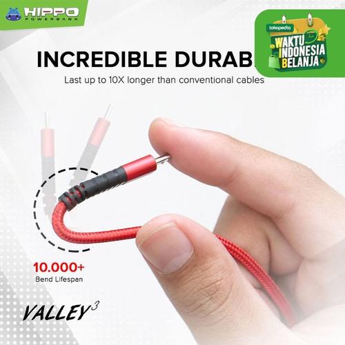 Foto Produk Hippo Kabel Data Valley 3 Micro USB 100cm Fast Charging 3.0 - GREY dari Hippo Official Store