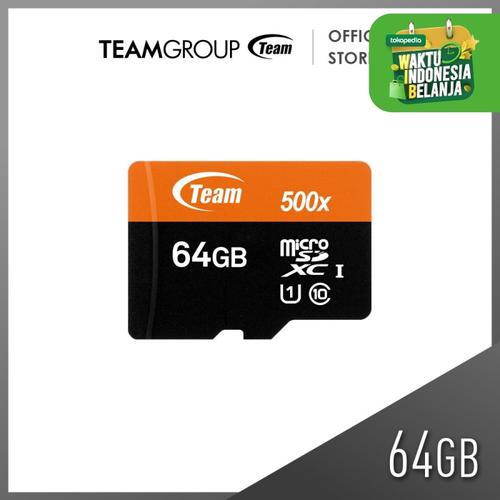 Foto Produk TEAMGROUP MicroSD 64GB UHS-1 + Adapter Speed 500x dari Teamgroup Official Store