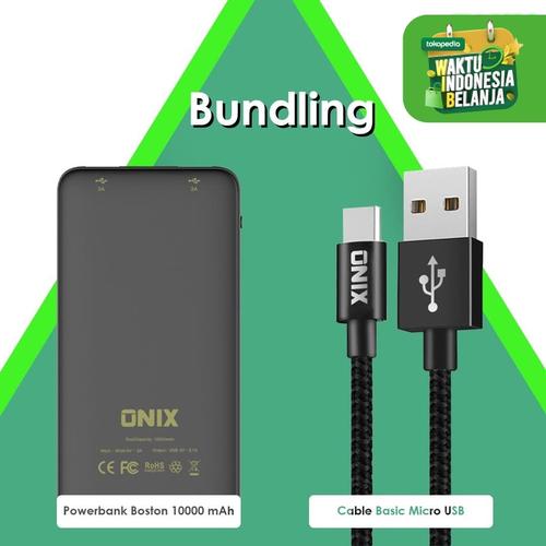 Foto Produk Bundling - Powerbank Boston 10.000 MAH + Basic Micro Cable dari Onix Gadget Official