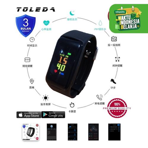 Foto Produk TOLEDA Smartband TLW B3 Original 100% Smartwatch - Merah dari Toleda Indonesia