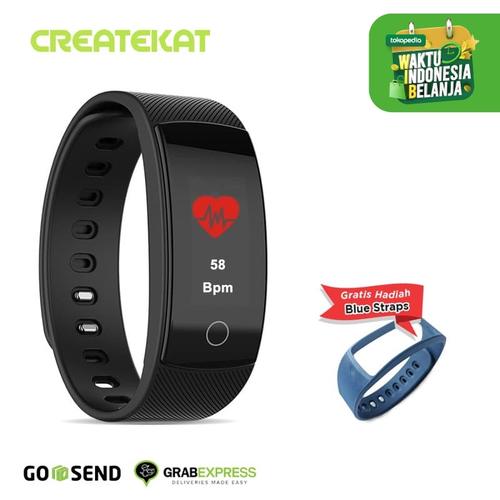 Foto Produk Createkat Smart Band Pemantau Denyut Jantung Smartwatch Hitam Katfit1 - Hitam dari CreateKat