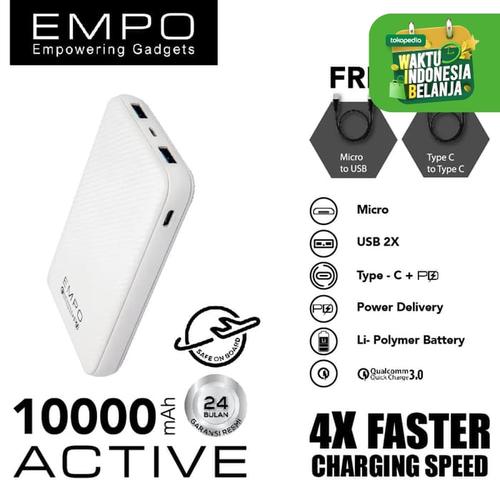 Foto Produk EMPO 10000mAh Power Bank Quick Charge 3.0 + Power Delivery (PUTIH) dari EMPO