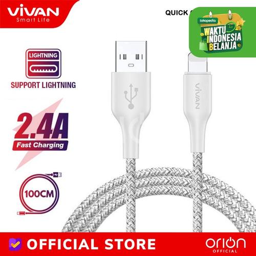 Foto Produk VIVAN Kabel Data iPhone Charger FL100S Braided Apple Lightning QC 2.4A - 1M dari ORION Official