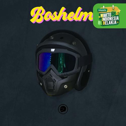 Foto Produk Helm Retro Google Mask - BLACK dari BOSHELM
