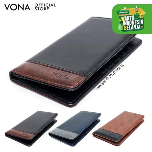 Foto Produk VONA Dompet Pria Wanita Panjang Kulit PU Sintetis Dompet Asli - LOGAN - Hitam dari VONA