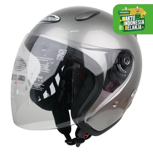 Foto Produk Helm Half Face YCN CR Cargloss Visor Hardcoat - Silver Met Glossy - L dari Helm Cargloss
