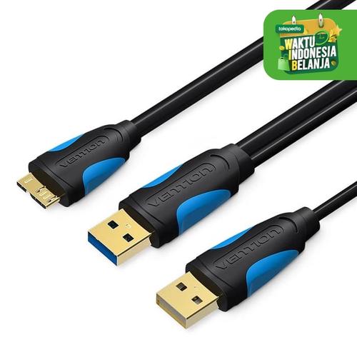 Foto Produk Vention A62 0.5M - Kabel Data Harddisk SSD Micro USB 3.0 w/ USB Power dari Vention Indonesia