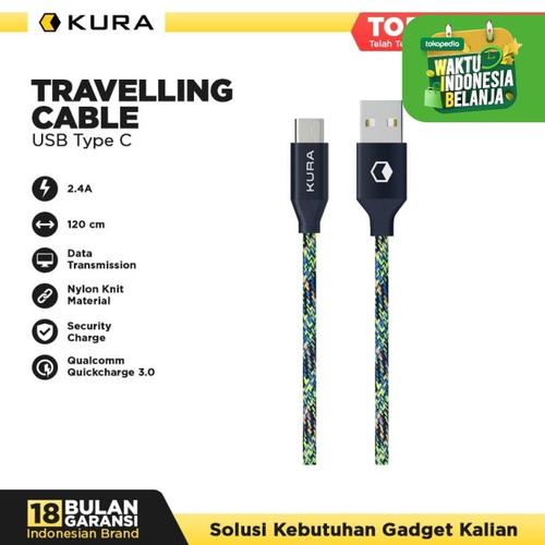 Foto Produk KURA Travelling Cable ( Tube ) - Kabel Data USB Type C - Biru dari KURA Elektronik