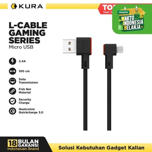 Foto Produk KURA L Cable ( Gaming Series ) - Kabel Data Micro USB - Hitam dari KURA Elektronik