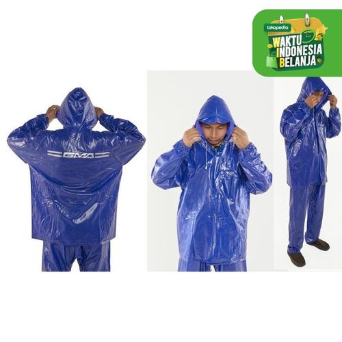 Foto Produk Jas Hujan Karet PCV Original GMA Raincoat Legenda kyk Axio Europe - ALLSIZE BIRU dari lbagstore