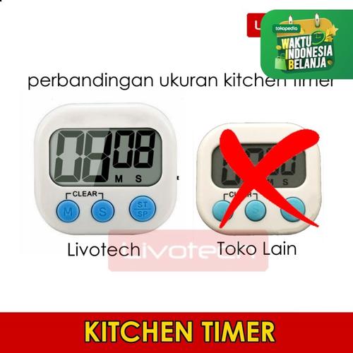 Foto Produk Digital Kitchen Timer & Stopwatch Cute / Alarm Masak Dapur Roti Kue - Merah Muda dari LIVOTECH