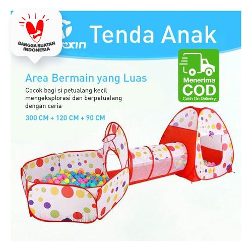 Foto Produk Keranjang Mandi Bola Lipat / Tenda Terowongan Anak / Terowongan Ruma - Merah dari SUNXIN