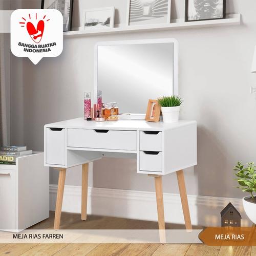 Foto Produk Meja Rias Minimalis Kaki Kayu Solid - MRSL-01 - Meja Rias dari Offo Living