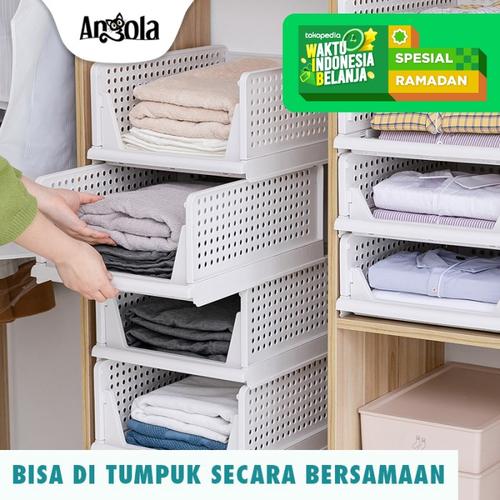 Foto Produk Rak Laci Storage Penyimpanan Rak Baju Tempat Baju Rak Kamar Mandi C19 - Putih dari Angola Official Store