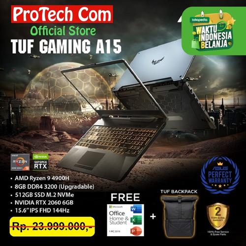 Foto Produk ASUS TUF GAMING A15 FX506IV RYZEN 9 4900H 8GB 512GB RTX2060 6GB 144HZ dari Protech Computer