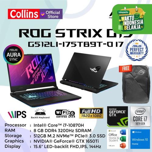 Foto Produk ASUS ROG STRIX G512LI-I75TB6T i7-10750H 8GB 512GB GTX1650Ti 4GB 144Hz dari Collins Official