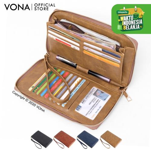 Foto Produk VONA Dompet Wanita Lipat Dua Panjang Bahan Kulit Sintetis - MOZA - Mocha dari VONA